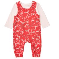 MTX06: Baby Red Strawberry Print Dungaree & Top Outfit (0-23 Months)